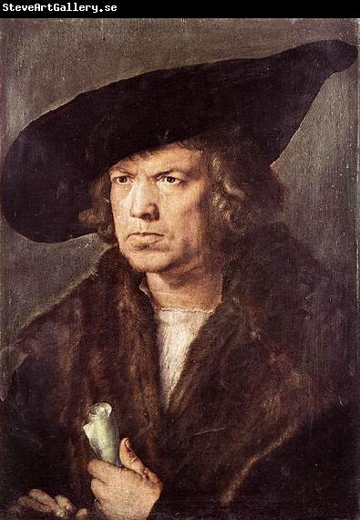 Albrecht Durer Portrait of a Man with Baret and Scroll